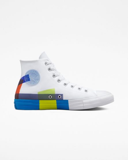 Tenis Converse Chuck Taylor All Star Space Racer Cano Alto Masculino Branco Azuis Branco | PT B048T57